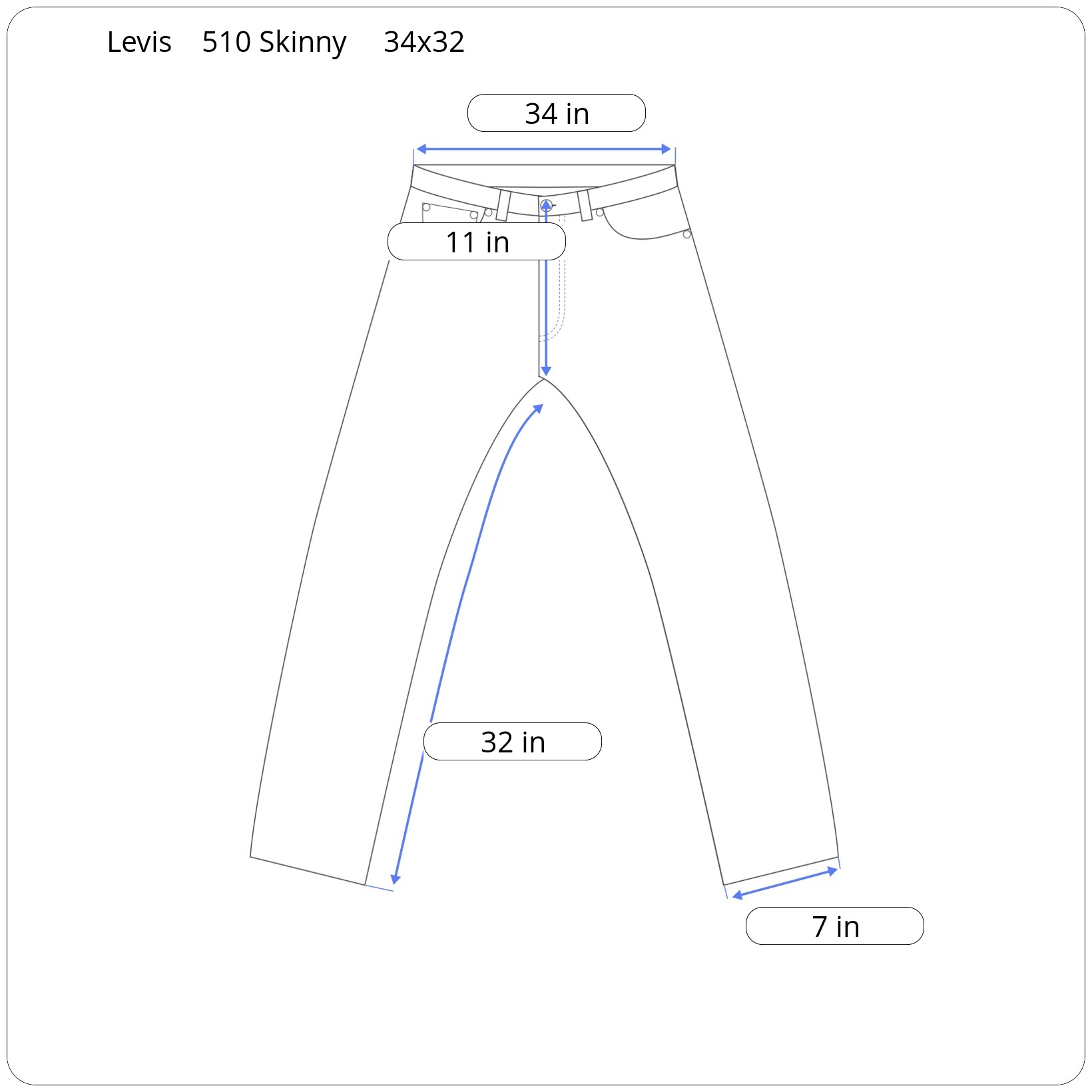 levis 510 size chart