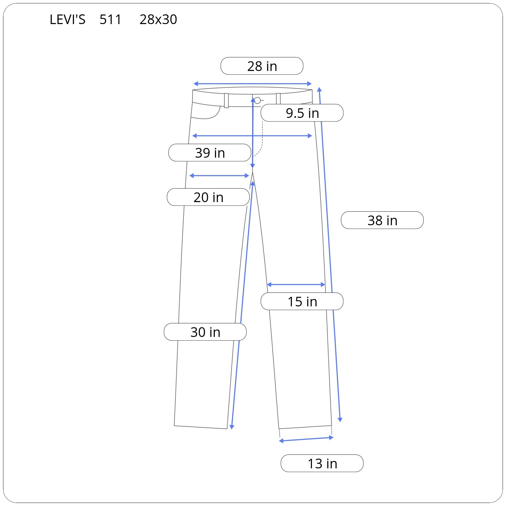 levis 511 size chart